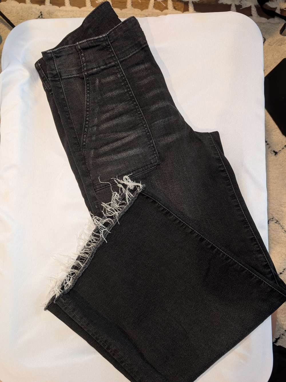 Kut from the Kloth Black Distressed Hem Wide Leg Jeans